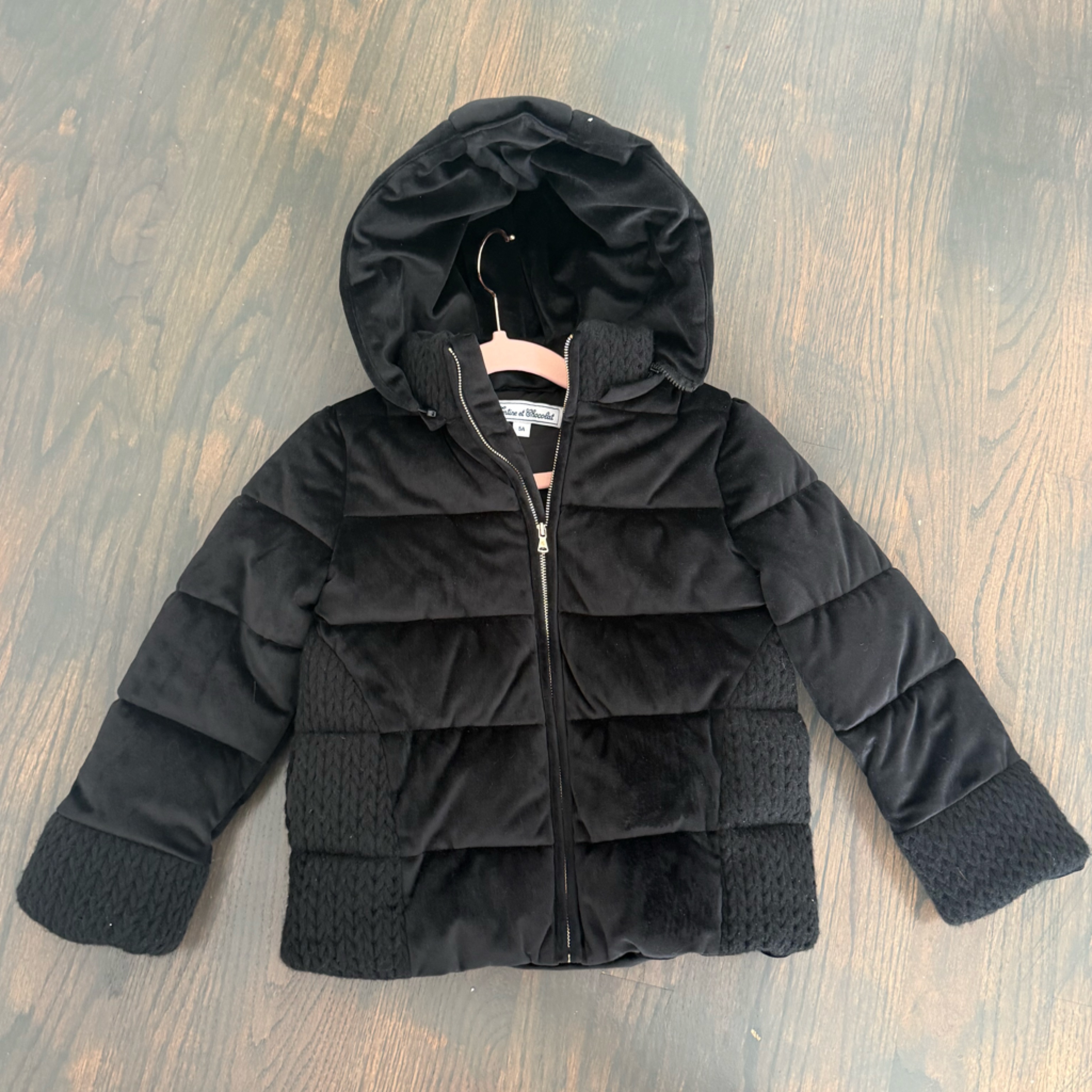 Tartine Et Chocolat Girls' Black Hooded Puffer Jacket Coat